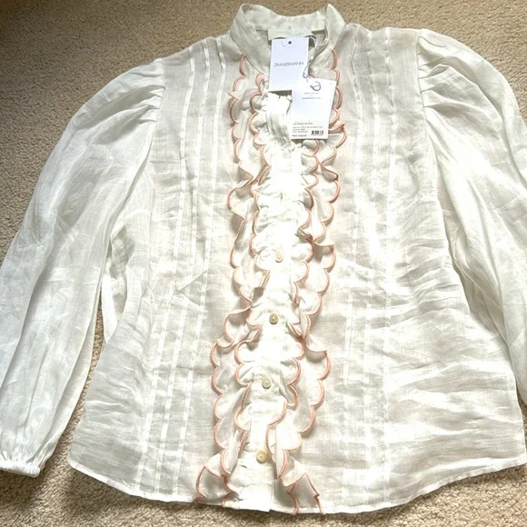 ZIMMERMAN “Jude” scallop frill blouse (Z3) - Picture 2 of 7